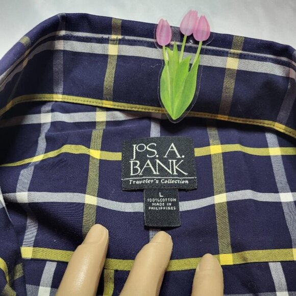 Jos A Banks, Not Worn, Men's Checkered Long Sleeved Shirt, Size L - Picture 4 of 7